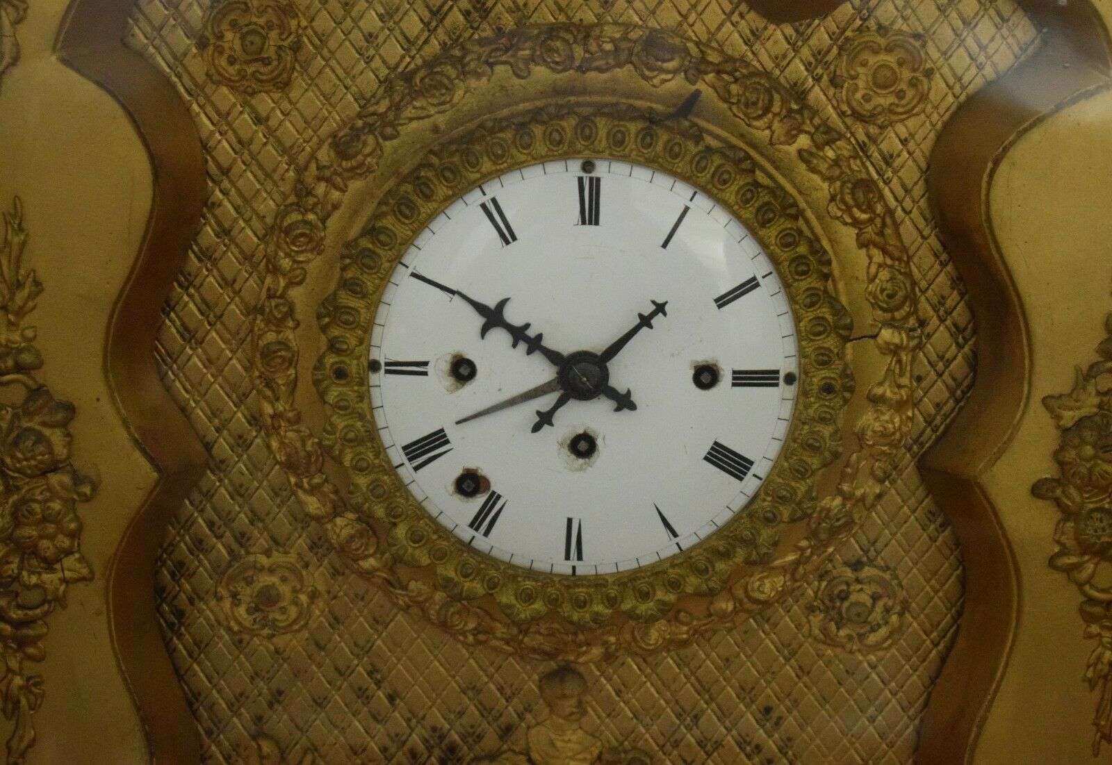 Wiener Rahmenuhr Bilderuhr 4/4 Stundenschlag und Wecker um 1830 F.Kunz in Wien – Detail