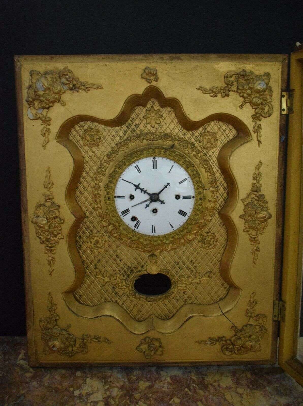 Wiener Rahmenuhr Bilderuhr 4/4 Stundenschlag und Wecker um 1830 F.Kunz in Wien – Detail
