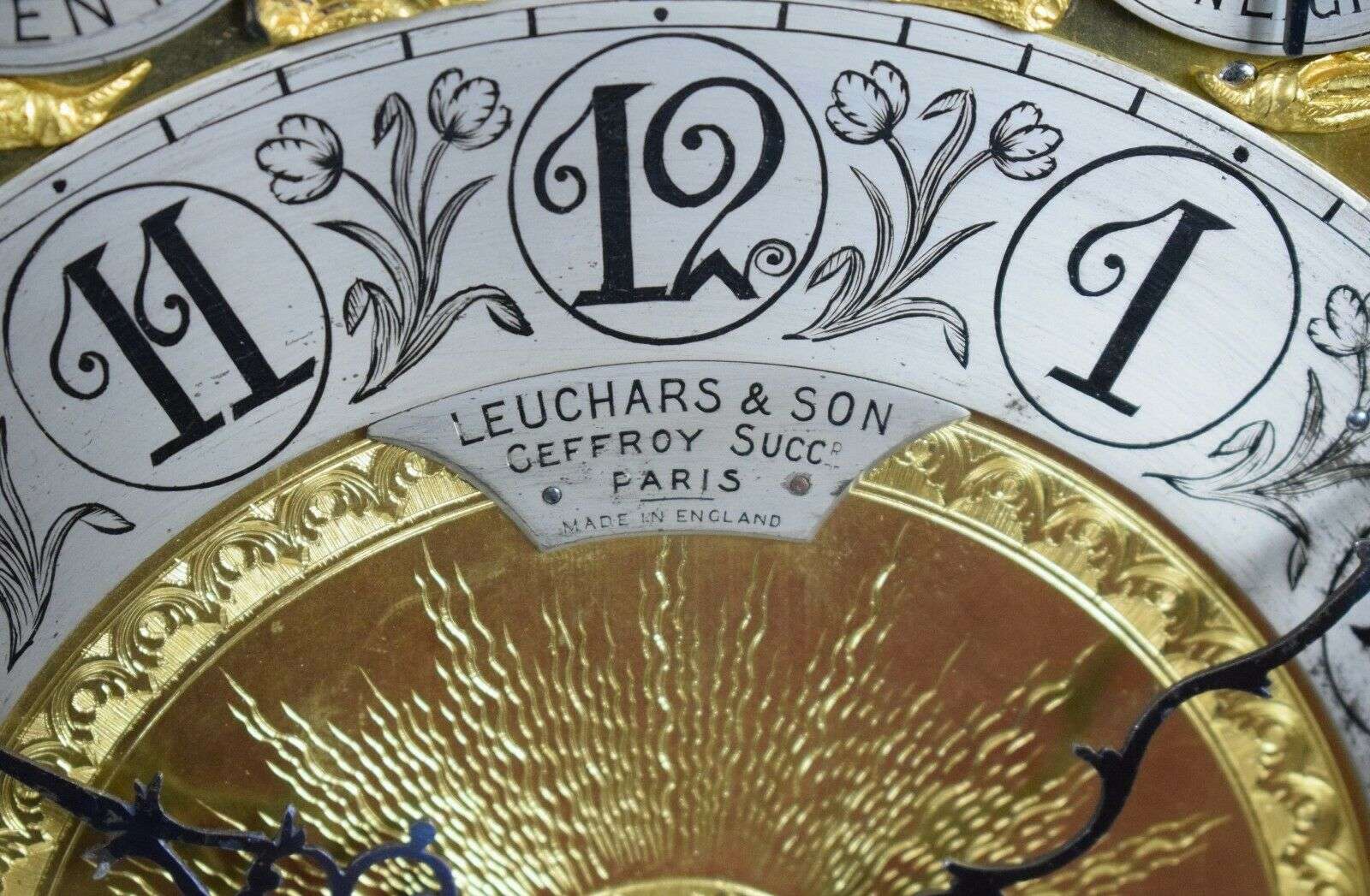 Bracket Clock Tischuhr Kaminuhr Kette Schnecke Westminster/Whittington 8 Glocken – Detail