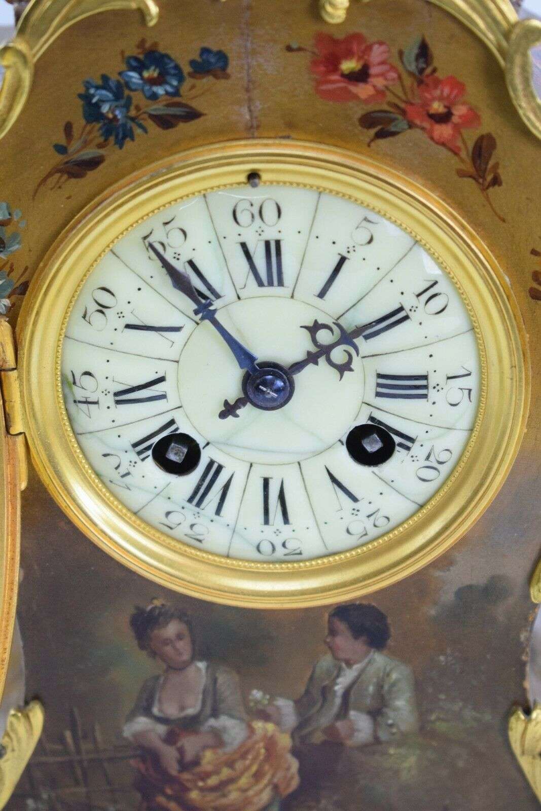 Napoleon III Pendule Kaminuhr Tischuhr Genreszene S.Marti und Lescure um 1870 – Detail