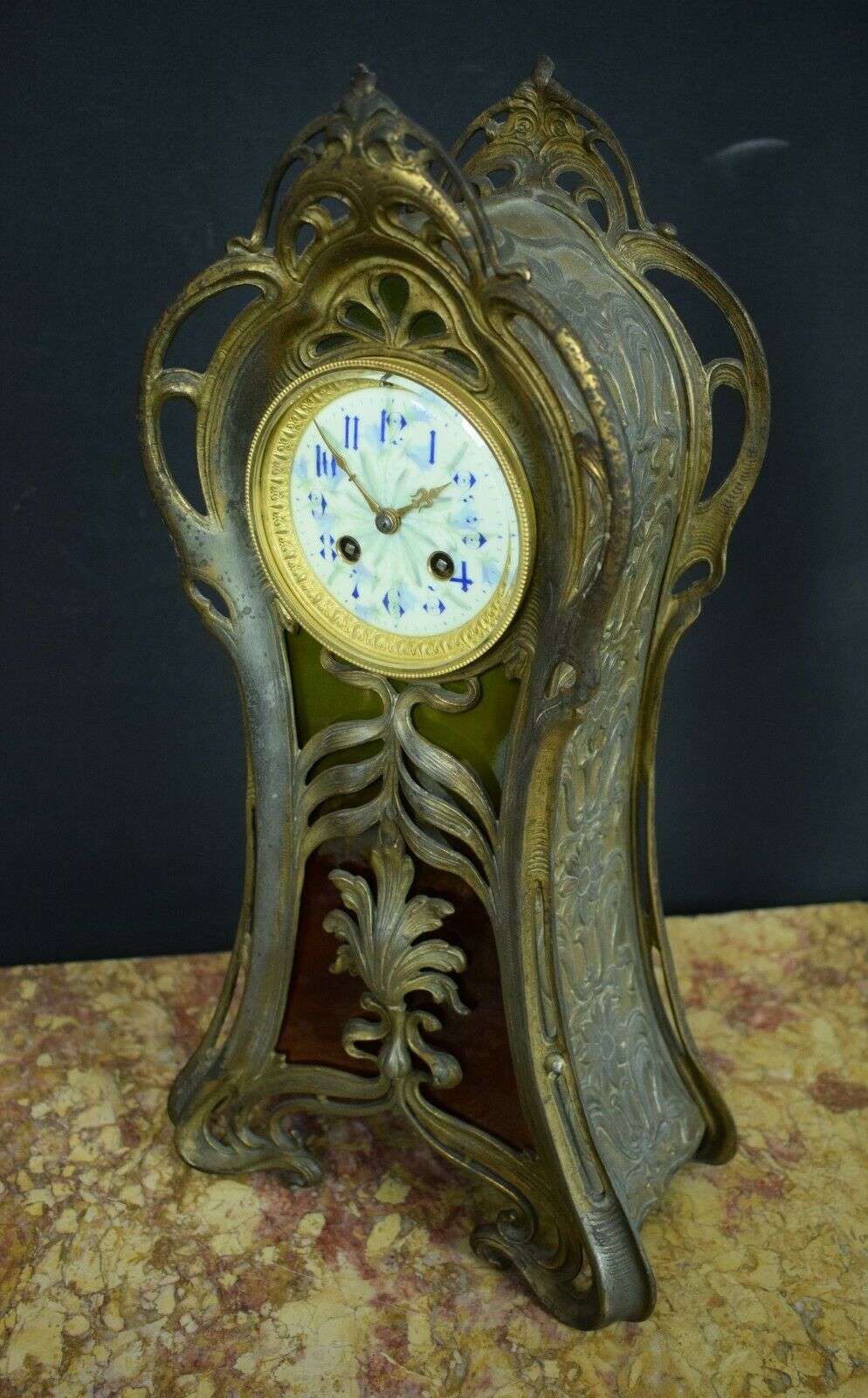 Elegante Jugenstil Art nouveau Pendule Frankreich um 1900 bez. Japy Freres – Detail