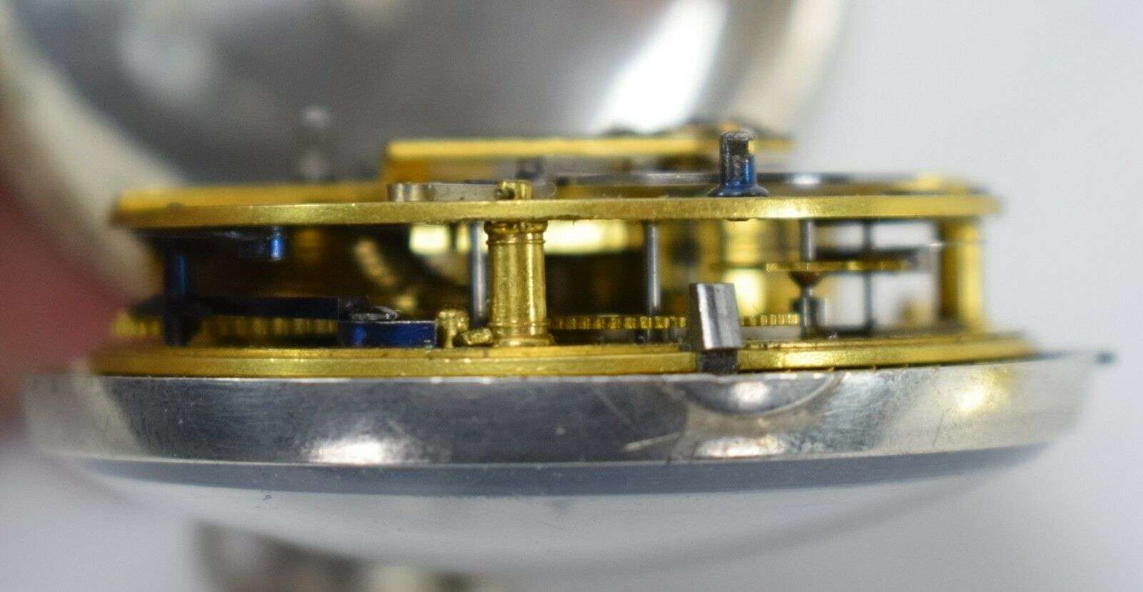 Paircase Taschenuhr mit Rack-Lever-Hemmung von 1809, läuft – Detail