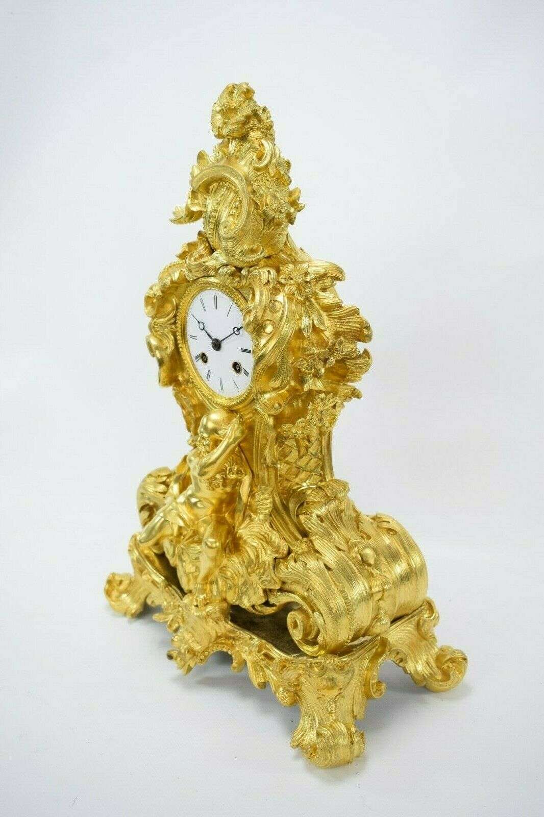 Feuervergoldete Bronze Pendule Kaminuhr Chronos Louis Philippe um 1845 – Detail