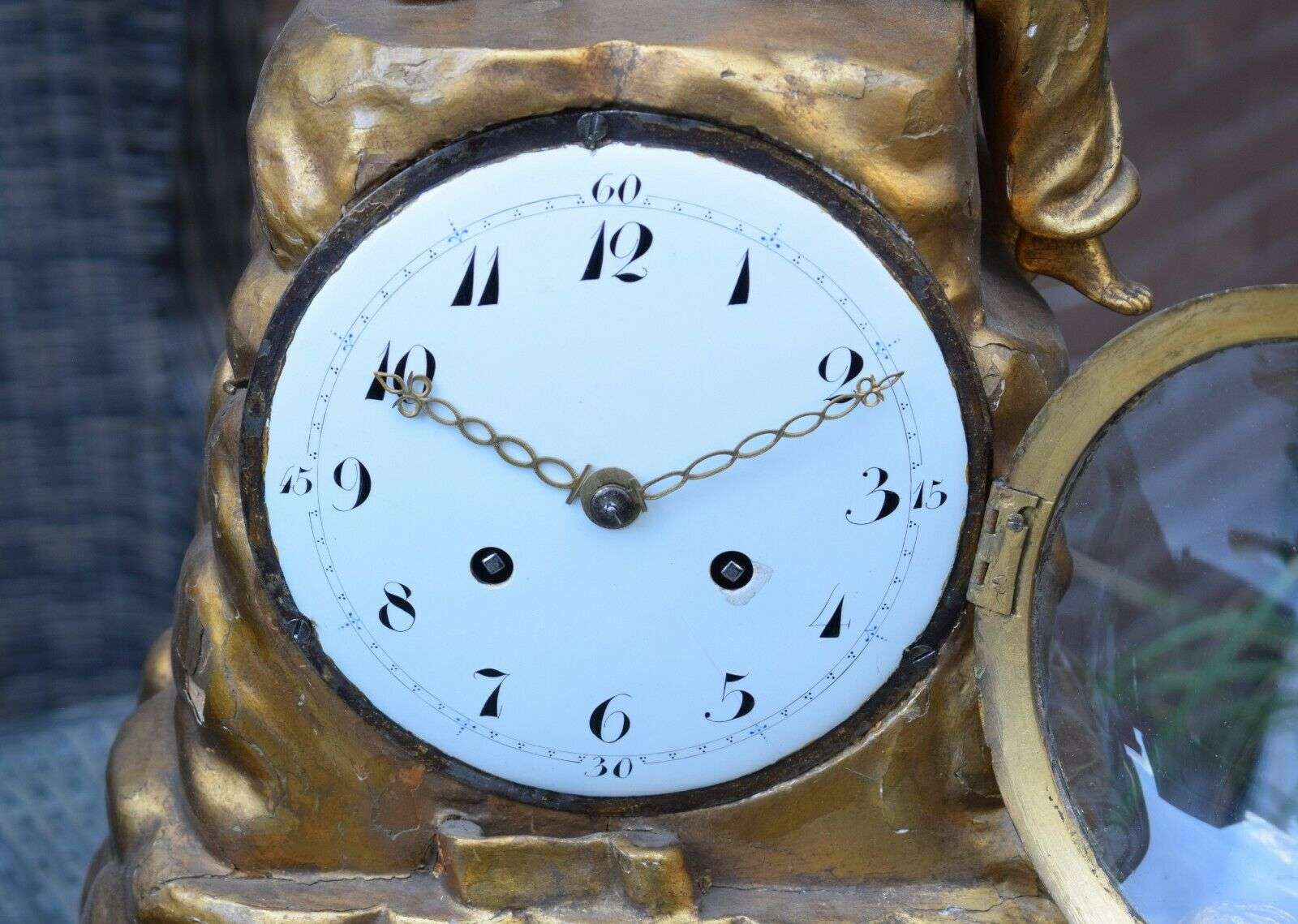 Große josephinische Tischuhr Kaminuhr Pendule Stockuhr Wien um 1790 Wochenläufer – Detail