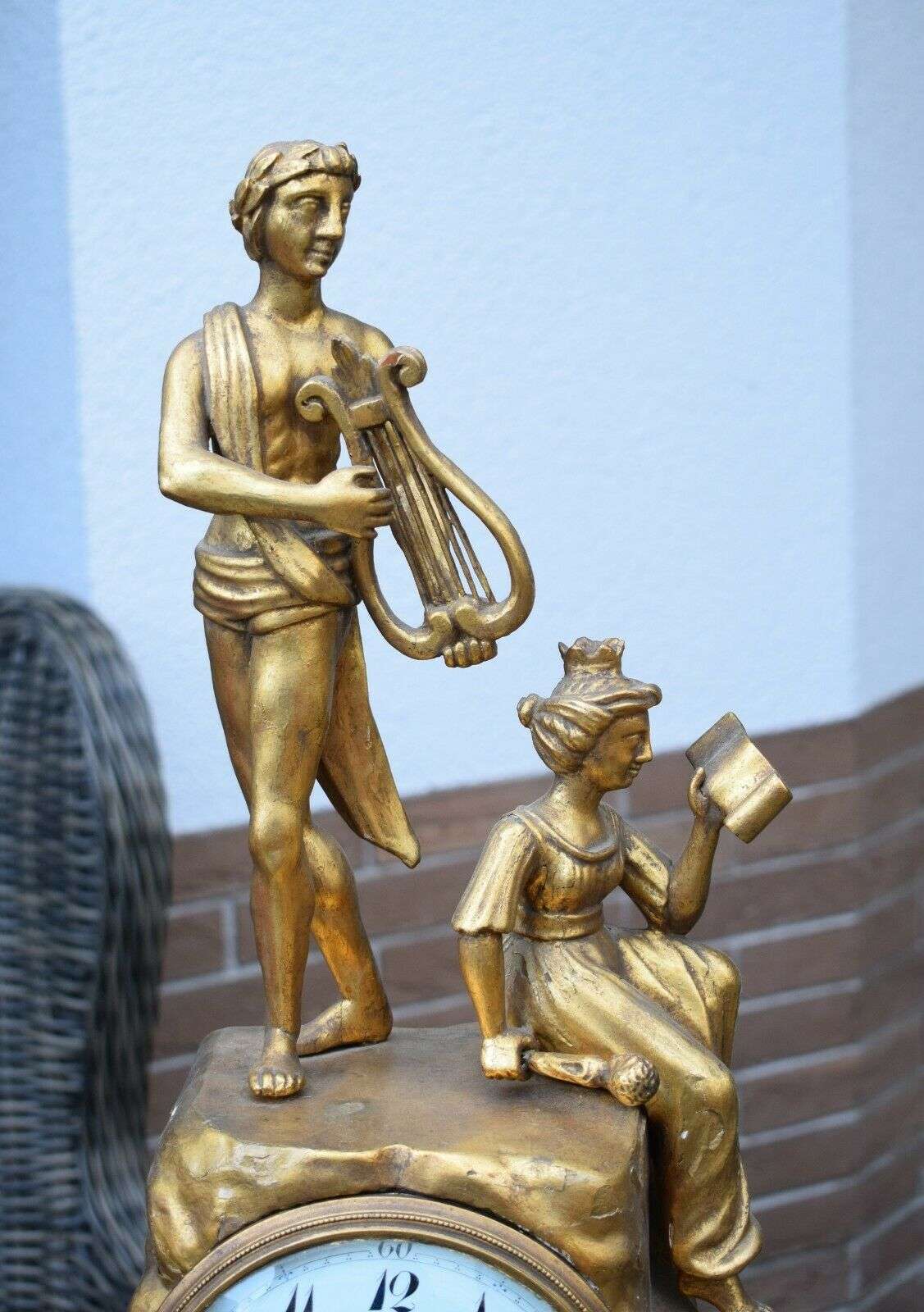Große josephinische Tischuhr Kaminuhr Pendule Stockuhr Wien um 1790 Wochenläufer – Detail