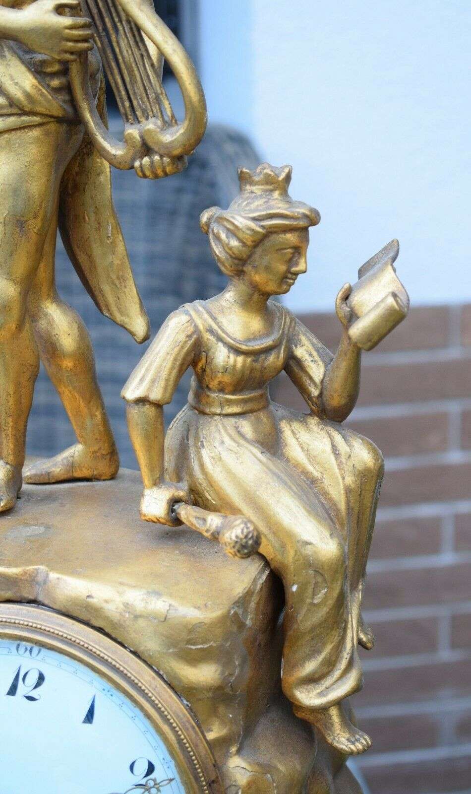 Große josephinische Tischuhr Kaminuhr Pendule Stockuhr Wien um 1790 Wochenläufer – Detail