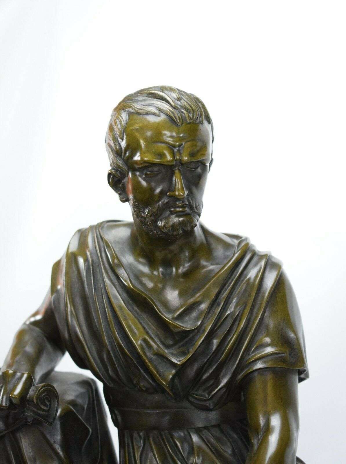 Gr. feuervergoldete, brünierte Empire Bronze Pendule Kaminuhr Gaius Marius 1820 – Detail