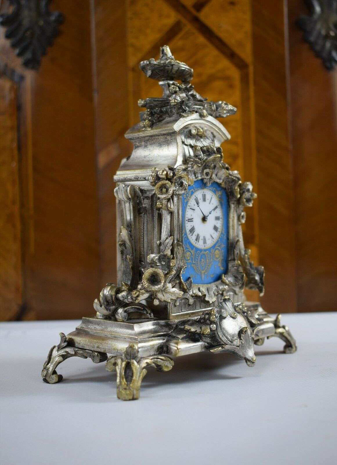 RESERVIERT !Miniatur Prunk- Pendule Kaminuhr Tischuhr E. Meunier um 1870 Louis XV – Detail