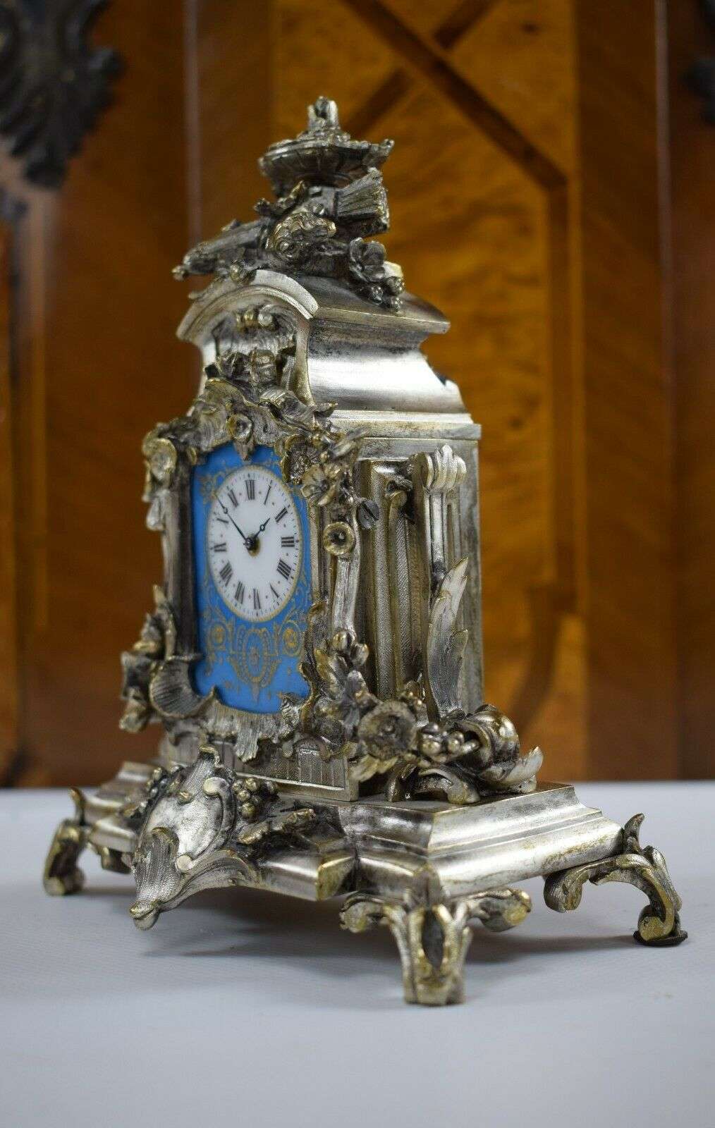 RESERVIERT !Miniatur Prunk- Pendule Kaminuhr Tischuhr E. Meunier um 1870 Louis XV – Detail