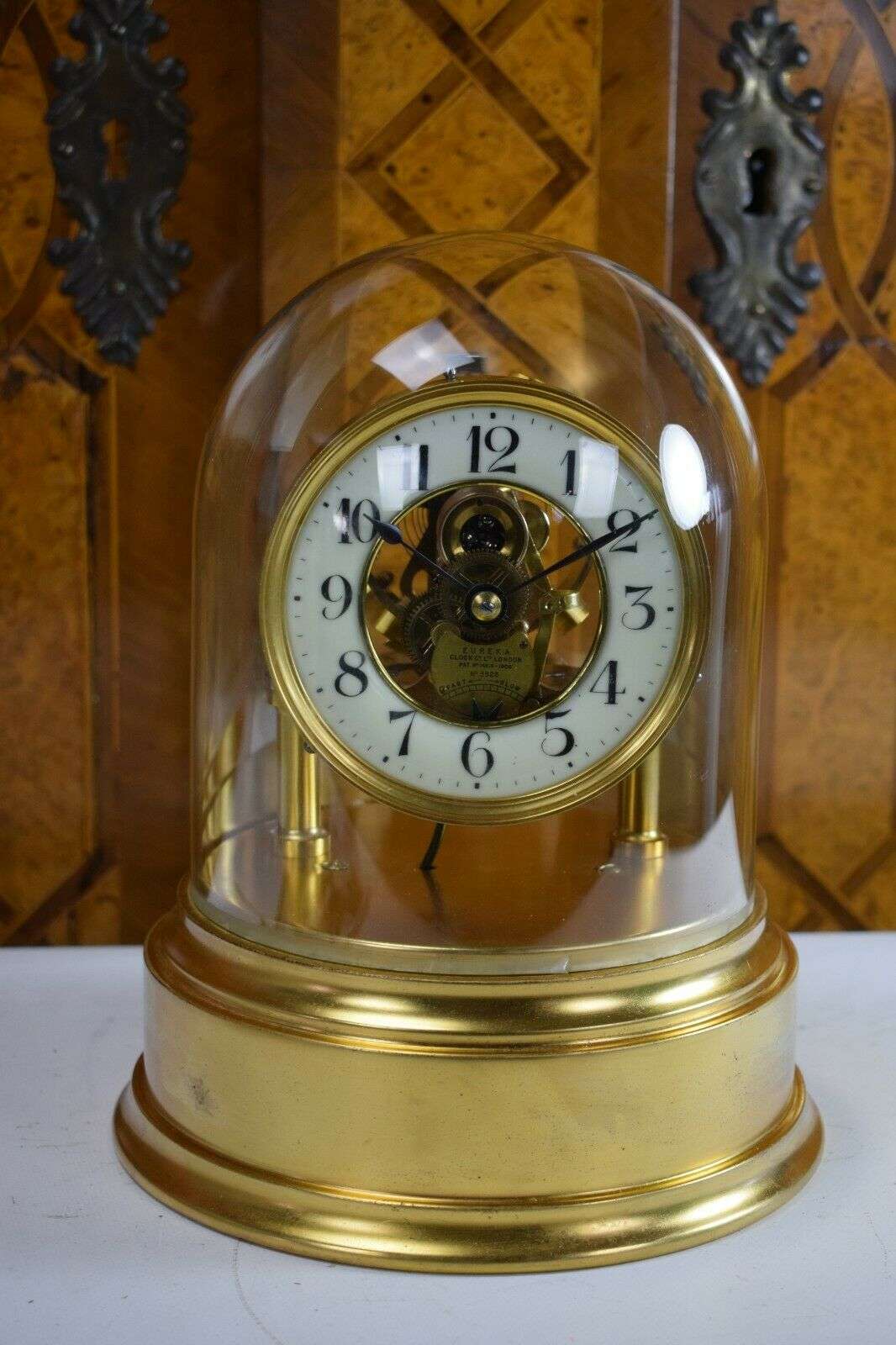 Seltene Eureka Clock elektrische Tischuhr Pendule Pat No. 14614.1906 Nr.3325 um 1910 – Vorderansicht