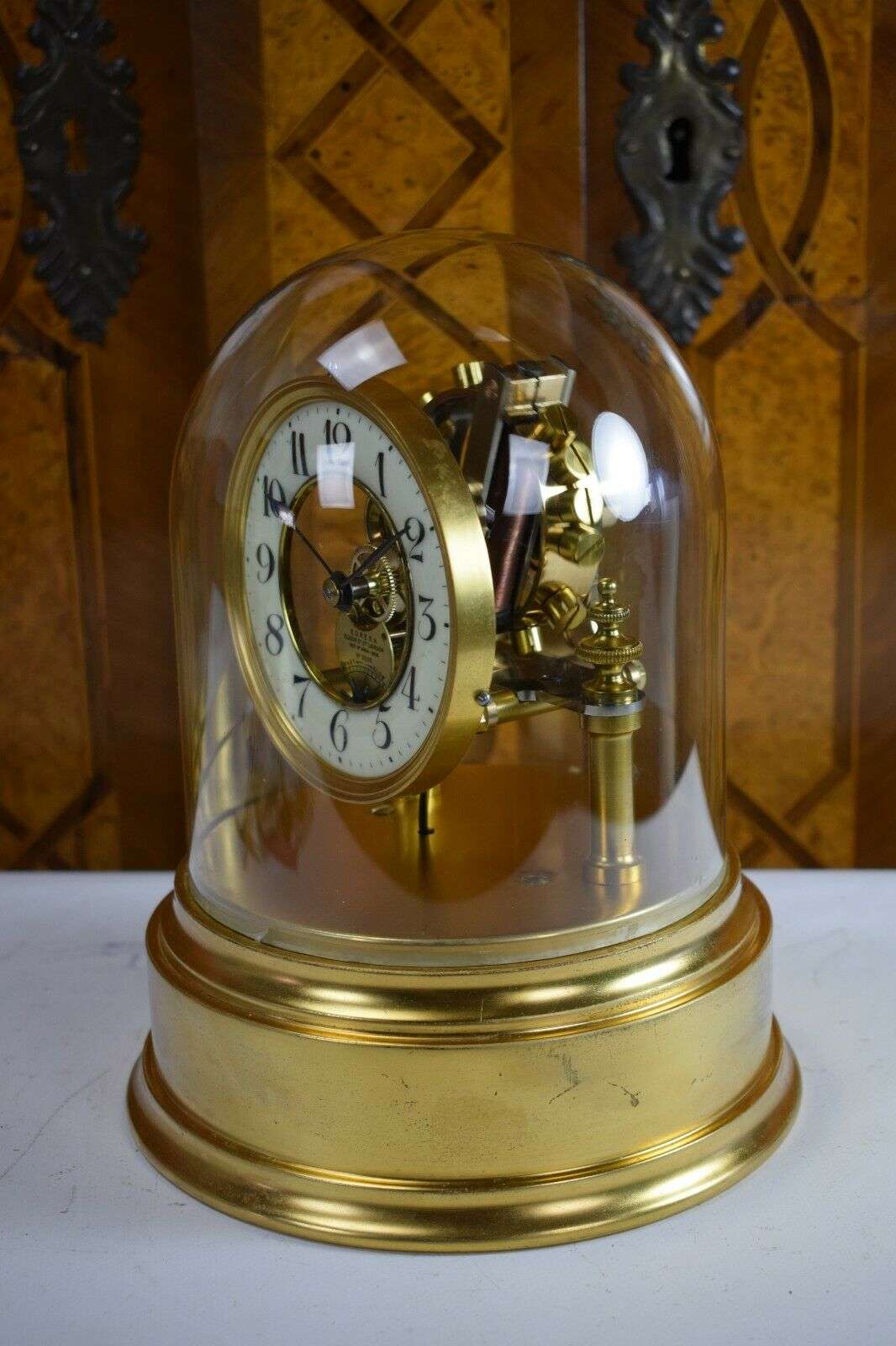 Seltene Eureka Clock elektrische Tischuhr Pendule Pat No. 14614.1906 Nr.3325 um 1910 – Detail