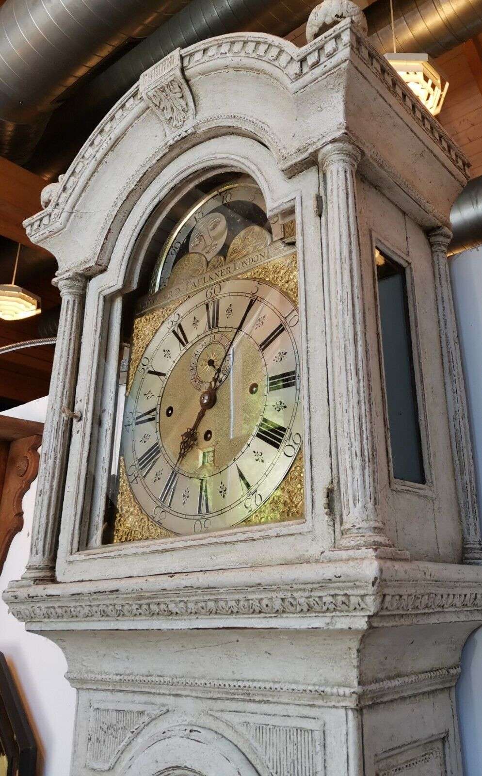 Standuhr mit Glockenspiel (16 Hämmer, 8 Glocken) um 1730 Edward Faulkner London – Detail