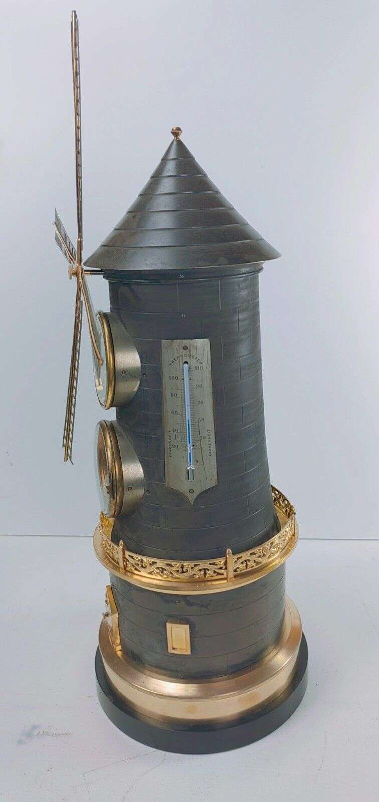 Seltene Tischuhr Kaminuhr mit Automat, Wetterstation André Guilmet um 1890 – Detail