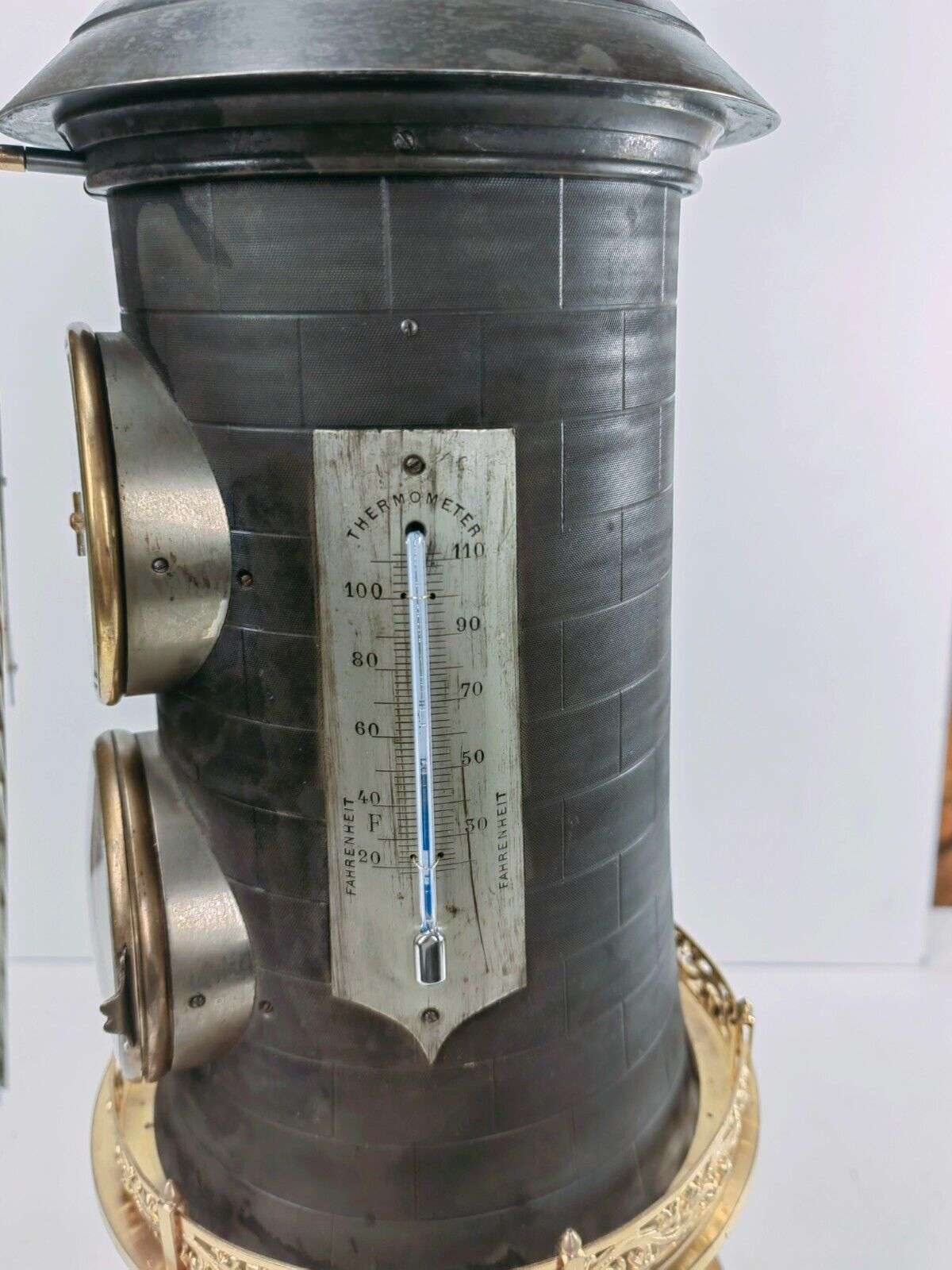 Seltene Tischuhr Kaminuhr mit Automat, Wetterstation André Guilmet um 1890 – Detail