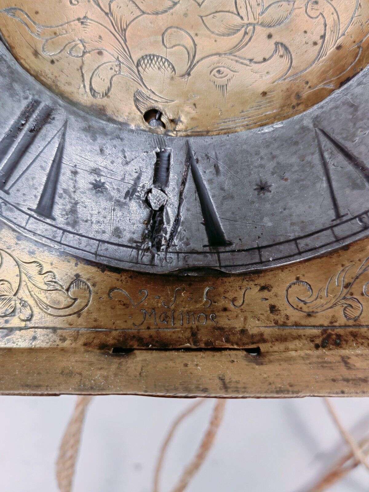 Renaissance, Barock Eisenuhr, Hinterzappler Spindelhemmung, Schweden um 1660/70 – Detail