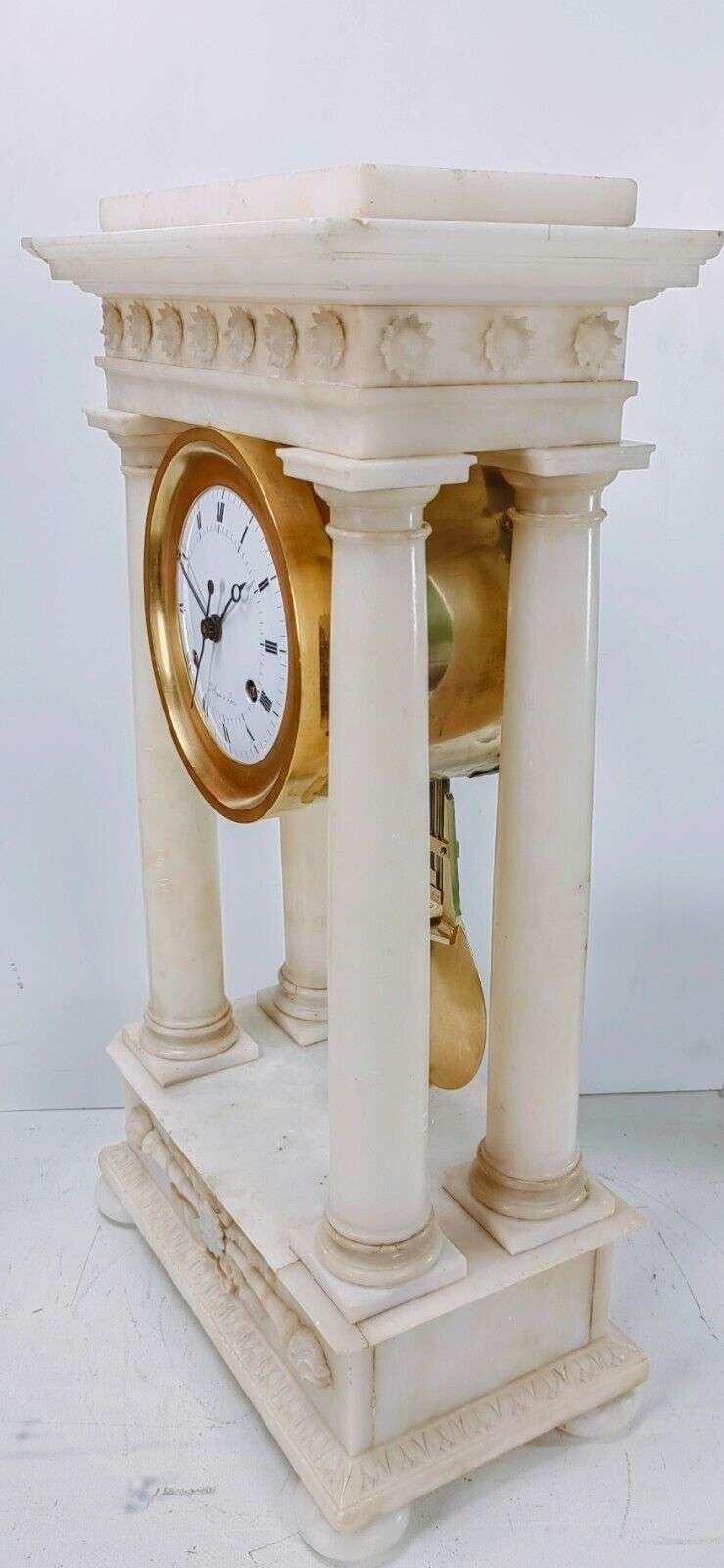 RESERVIERT!!! Empire Präzisionsuhr Pendule Portaluhr Regulateur mit Scherenhemmung c. 1810 – Detail