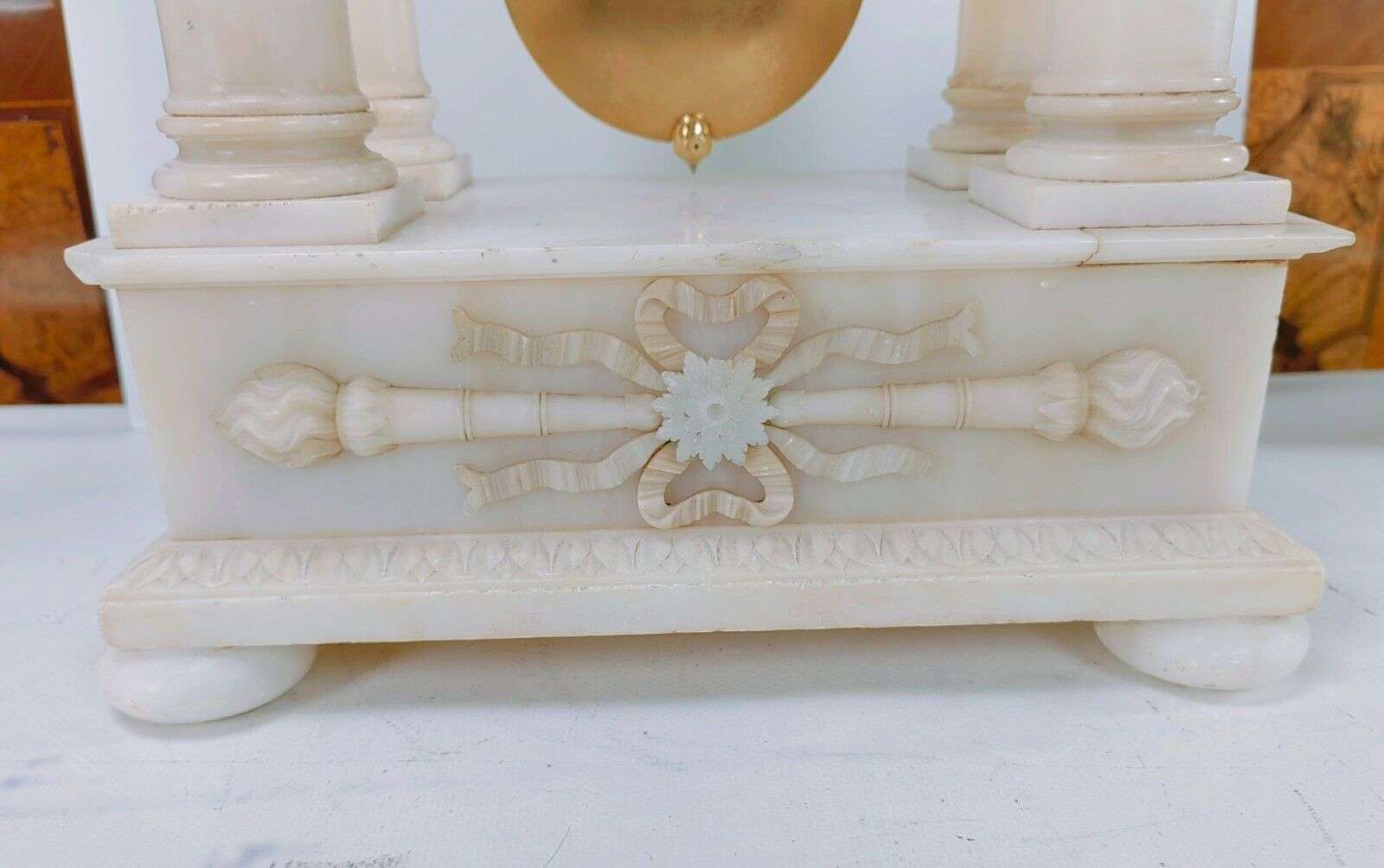 RESERVIERT!!! Empire Präzisionsuhr Pendule Portaluhr Regulateur mit Scherenhemmung c. 1810 – Detail