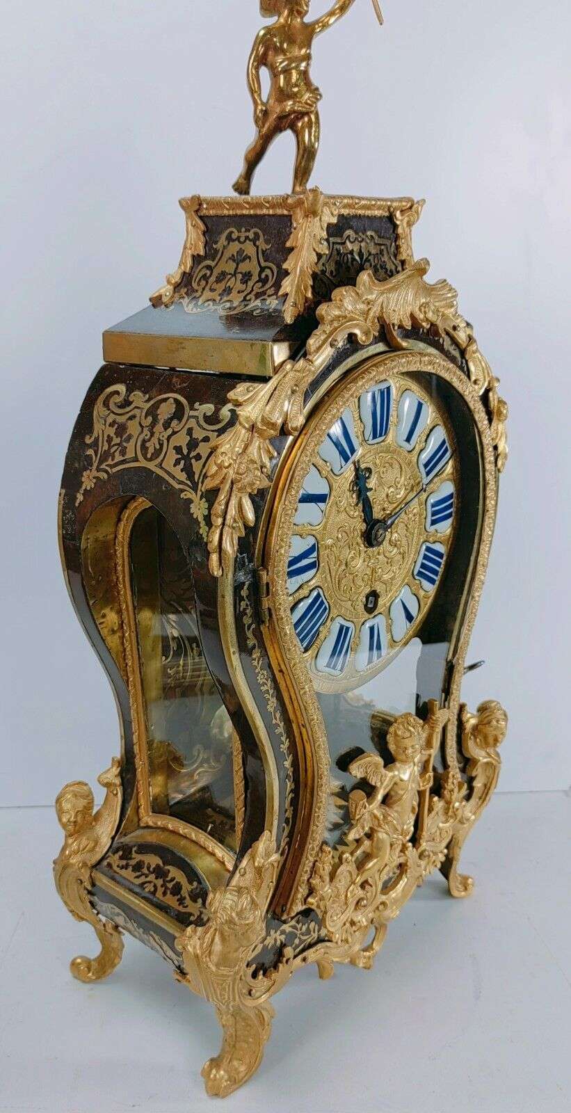 Kleine Boulleuhr Pendule Cartel um 1730 LouisXV. mit Konsole Spindelhemmung – Detail