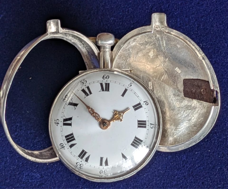 Spindeltaschenuhr verge pocket watch aus Silber DD Neveren London um 1800