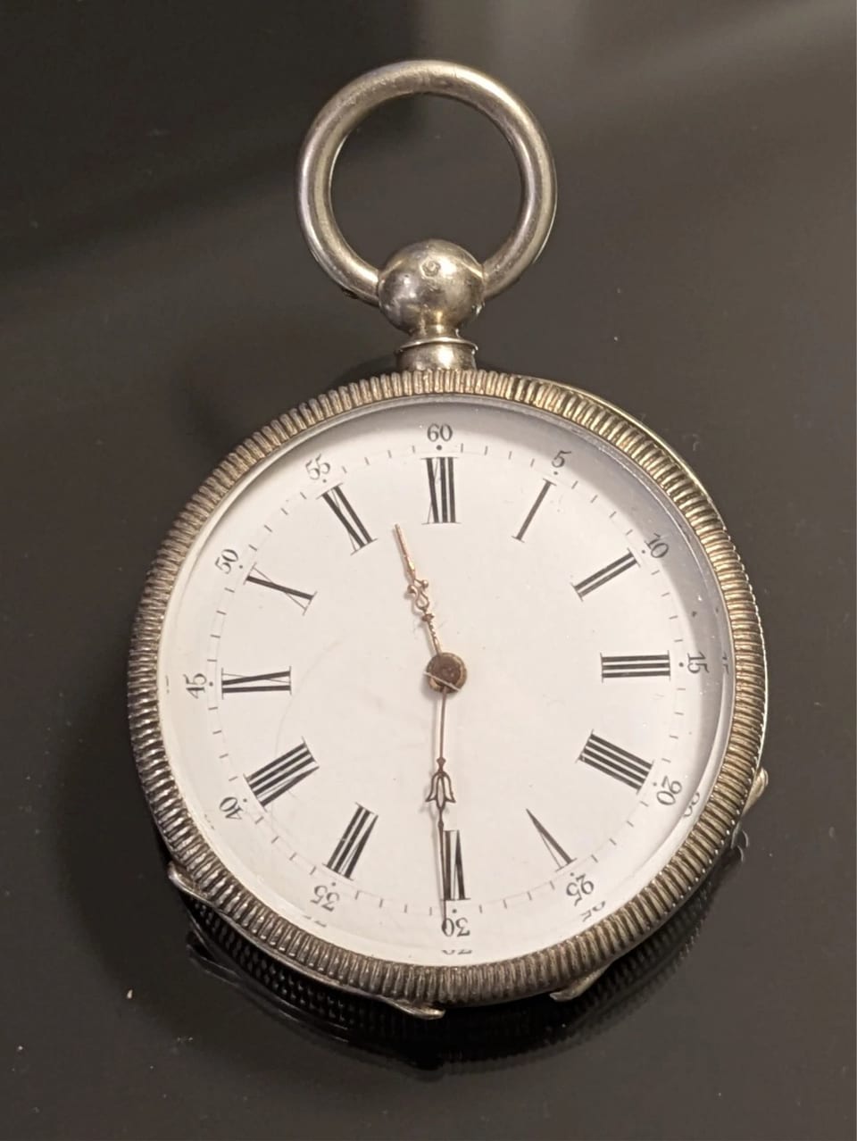 Montre de poche à clé « Pfisterl Toulouse » en argent, vers 1870, échappement à cylindre, en état de marche