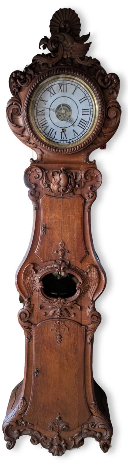 Reloj de péndulo de segundos, reloj de pie PPU, con la medalla «D'Bronze» de 1855, de Van Kemmel