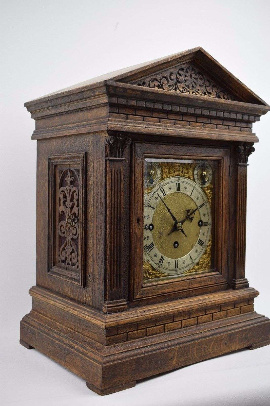 Tischuhr Clock Winterhalder & Hofmeier Westminster/Whittington Spielwerk mit 8 Glocken/4 Spiralgongs Kette Schnecke – Vorderansicht