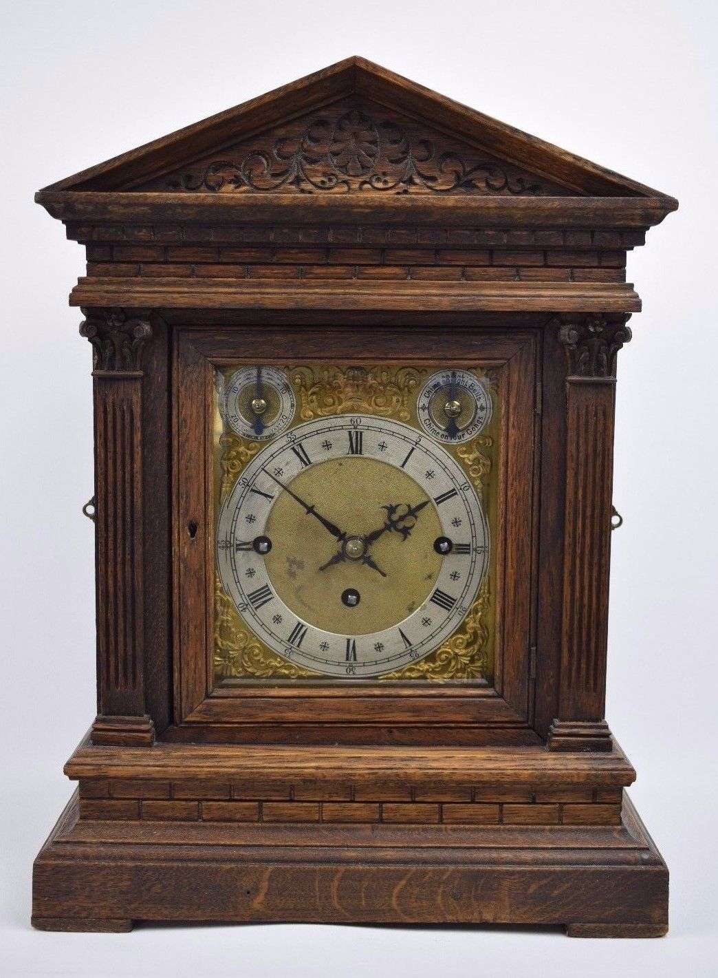 Tischuhr Clock Winterhalder & Hofmeier Westminster/Whittington Spielwerk mit 8 Glocken/4 Spiralgongs Kette Schnecke – Vorderansicht