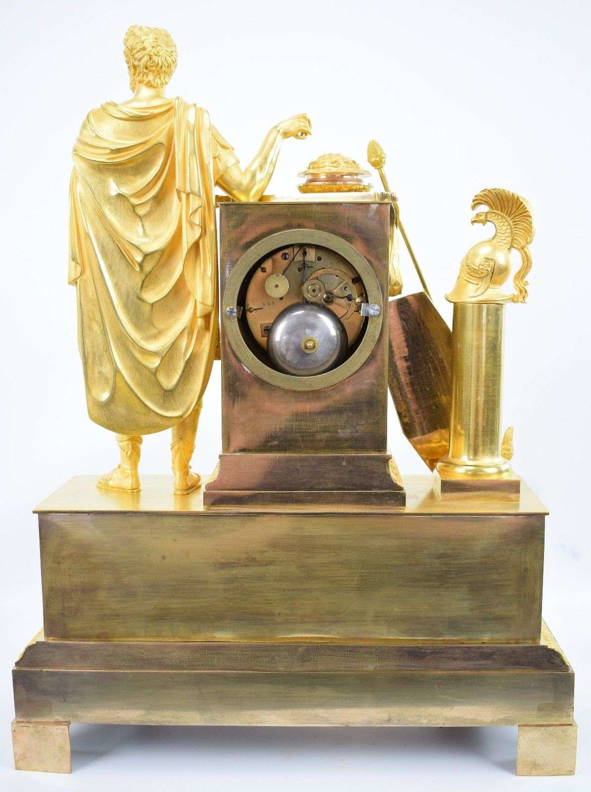 Große, Pariser Pendule aus feuervergoldeter Bronze Hannibal um 1820 vermutlich von Deniere et Matelin – Rückseite