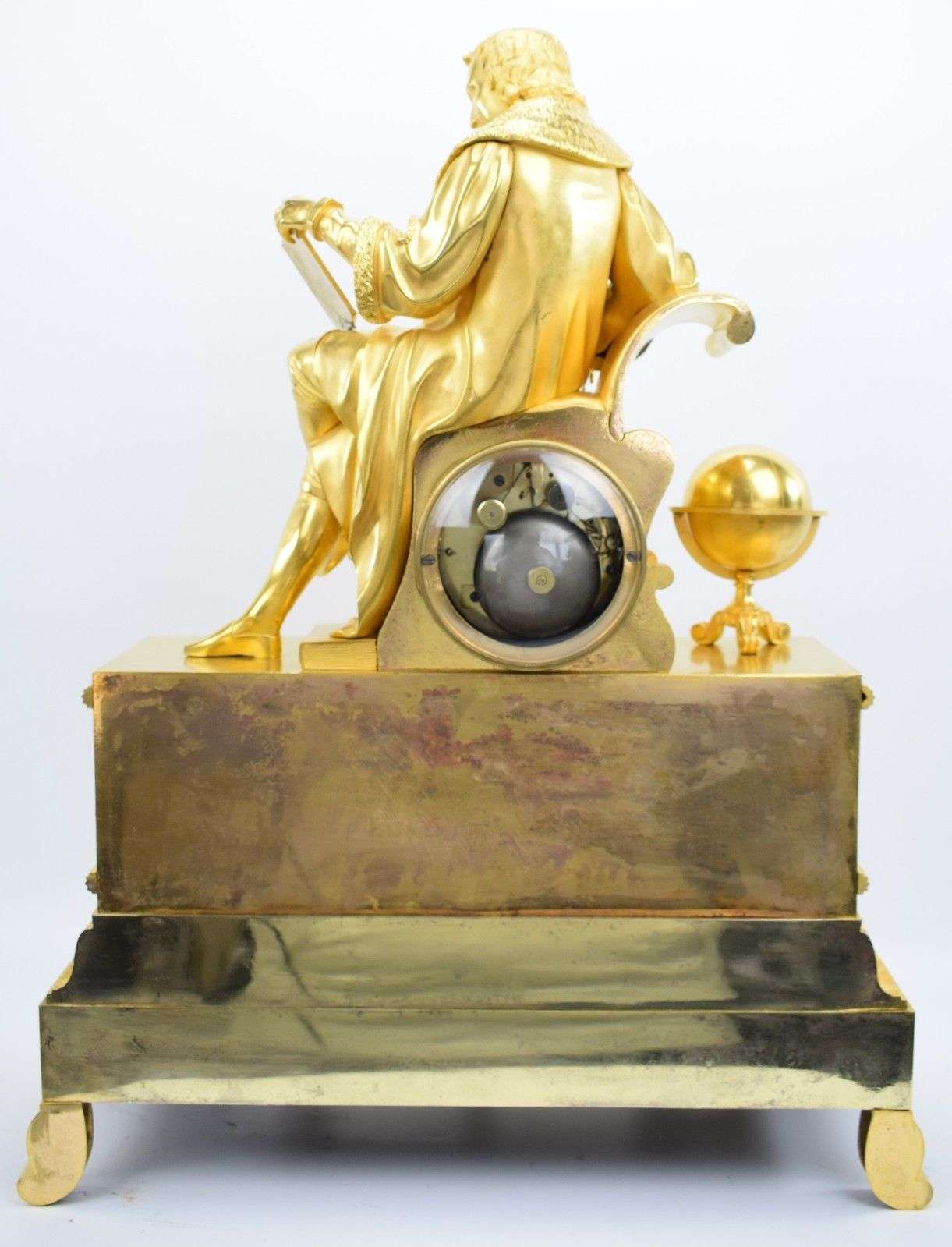 Große Bronzependule Nikolaus Kopernikus, Louis Philippe um 1830 – Rückseite