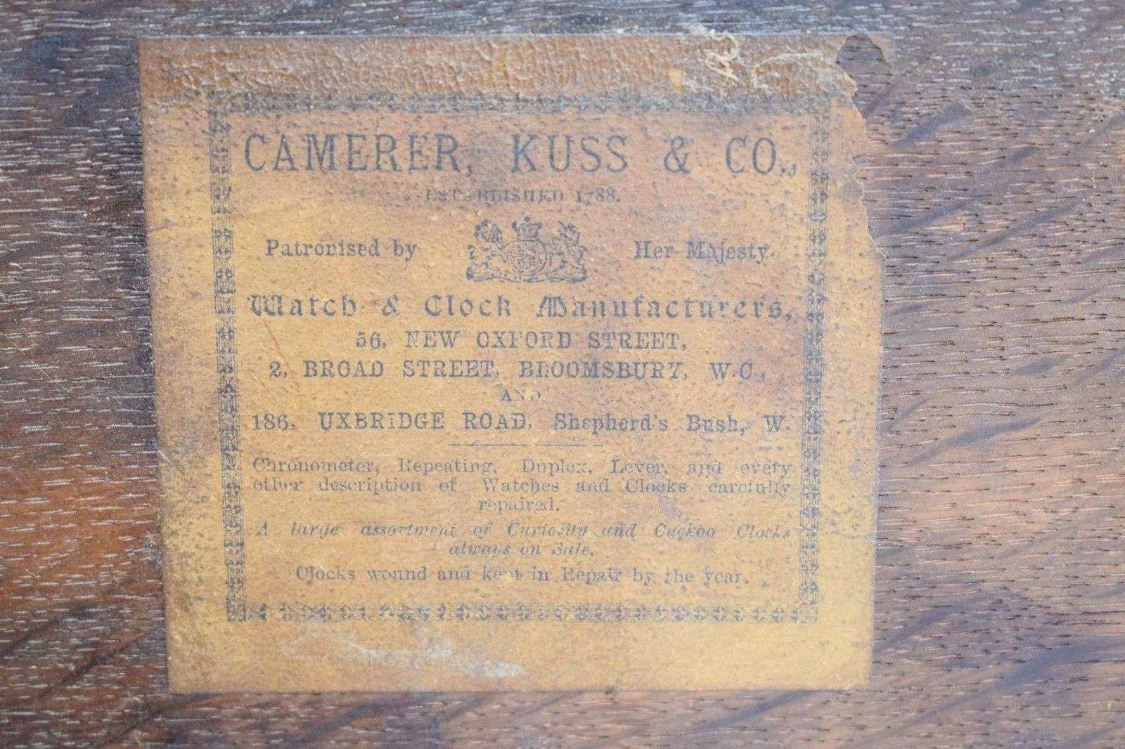 Kaminuhr Tischuhr Bracket Clock Camerer & Co. Bloomsbury mit Spindelhemmung 1790 – Detail