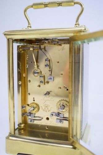 Sehr seltene Reiseuhr Pendule mit springender Zentralsekunde um 1870 bez.Gleizes – Detail