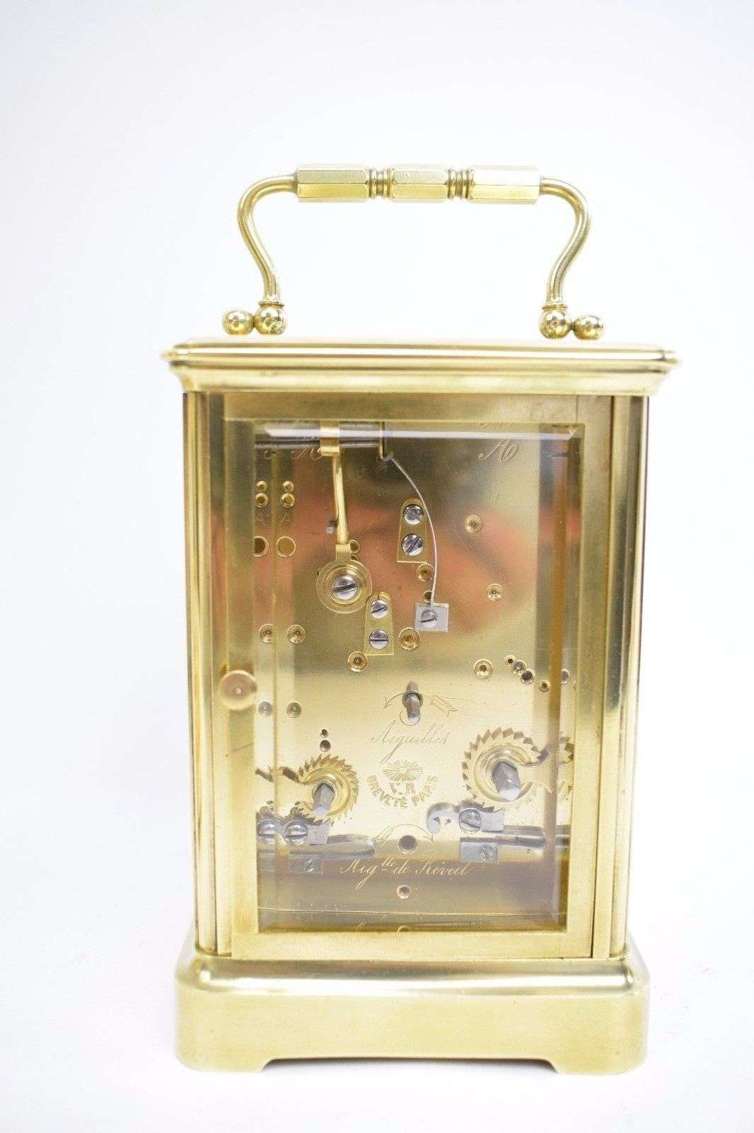 Sehr seltene Reiseuhr Pendule mit springender Zentralsekunde um 1870 bez.Gleizes – Detail