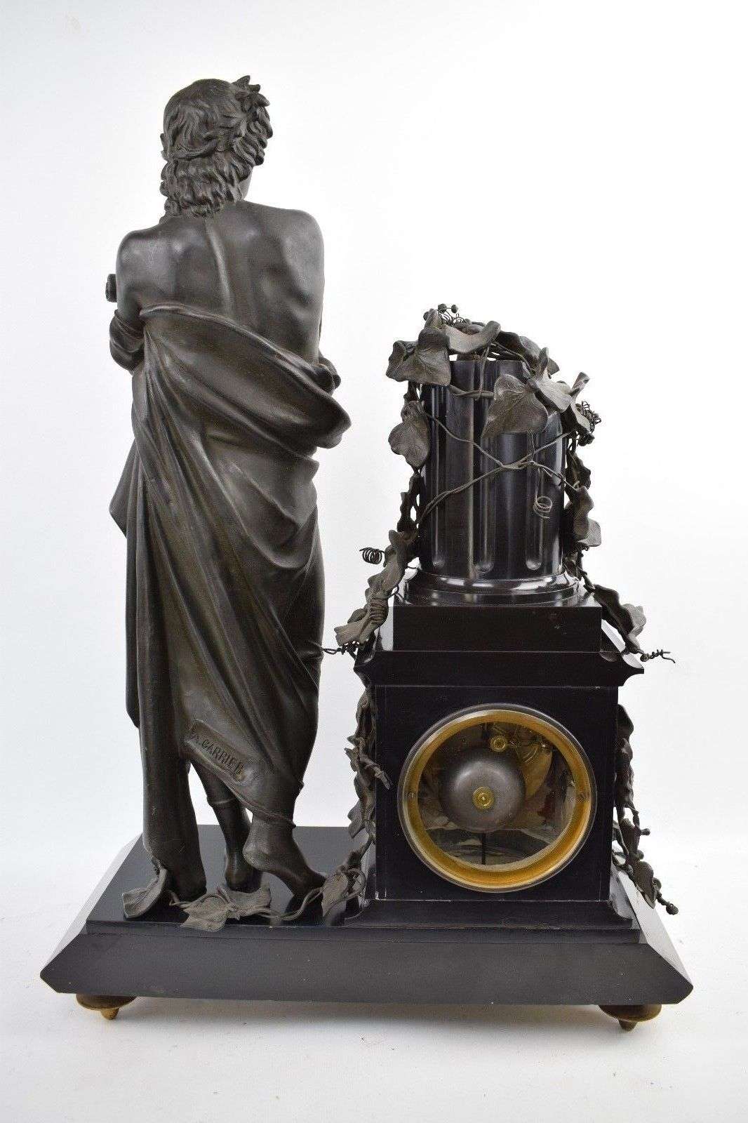 Imposante Pendule Kaminuhr Garnitur Virgilio Maroni Marmor um 1870 A.Carrier – Detail